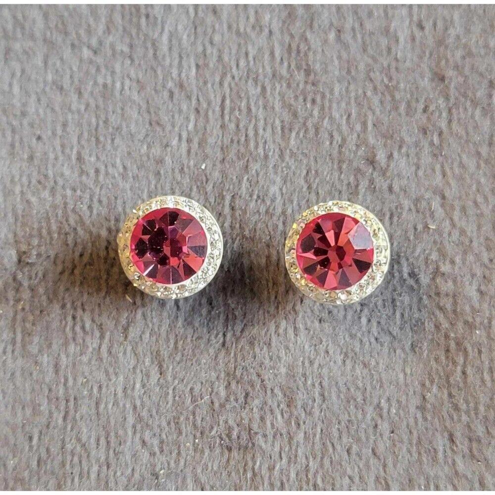 Sterling Silver Pink Stone Stud Earrings